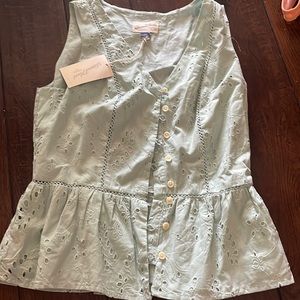 Light blue button up tank top